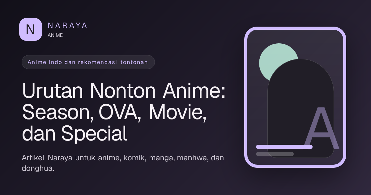 Urutan Nonton Anime: Season, OVA, Movie, dan Special